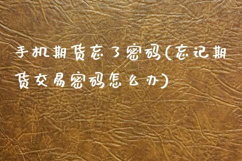手机期货忘了密码(忘记期货交易密码怎么办)_国际期货_第1张_期货直播室 手机期货忘了密码(忘记期货交易密码怎么办)_https://www.zghnxxa.com_国际期货_第1张