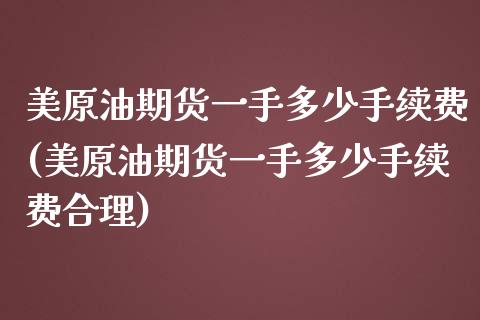 美原油期货一手多少手续费(美原油期货一手多少手续费合理)_https://www.zghnxxa.com_国际期货_第1张