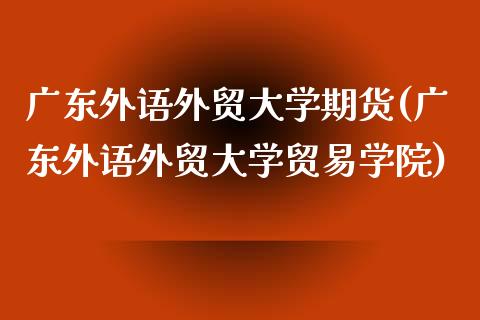 广东外语外贸大学期货(广东外语外贸大学贸易学院)_https://www.zghnxxa.com_国际期货_第1张