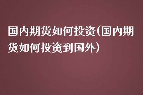 国内期货如何投资(国内期货如何投资到国外)_https://www.zghnxxa.com_内盘期货_第1张