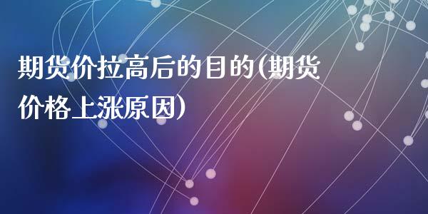 期货价拉高后的目的(期货价格上涨原因)_https://www.zghnxxa.com_国际期货_第1张