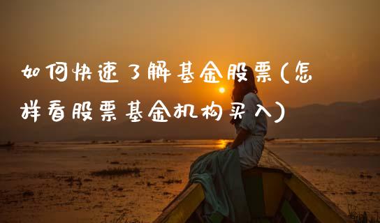 如何快速了解基金股票(怎样看股票基金机构买入)_https://www.zghnxxa.com_期货直播室_第1张