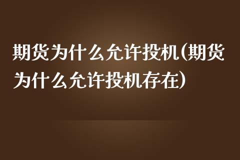 期货为什么允许投机(期货为什么允许投机存在)_https://www.zghnxxa.com_内盘期货_第1张