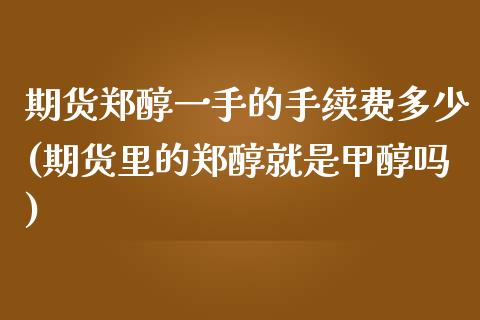 期货郑醇一手的手续费多少(期货里的郑醇就是甲醇吗)_https://www.zghnxxa.com_黄金期货_第1张