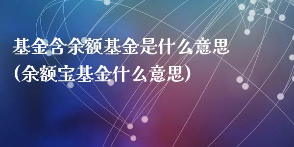 基金含余额基金是什么意思(余额宝基金什么意思)_https://www.zghnxxa.com_期货直播室_第1张