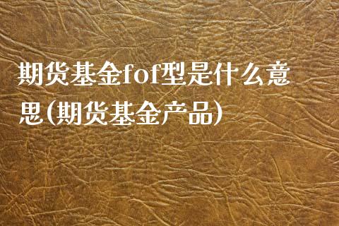 期货基金fof型是什么意思(期货基金产品)_https://www.zghnxxa.com_国际期货_第1张