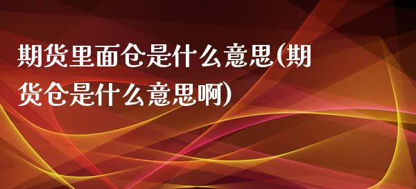 期货里面仓是什么意思(期货仓是什么意思啊)_https://www.zghnxxa.com_黄金期货_第1张
