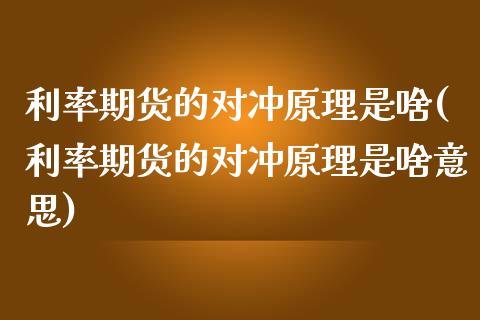 利率期货的对冲原理是啥(利率期货的对冲原理是啥意思)_https://www.zghnxxa.com_期货直播室_第1张
