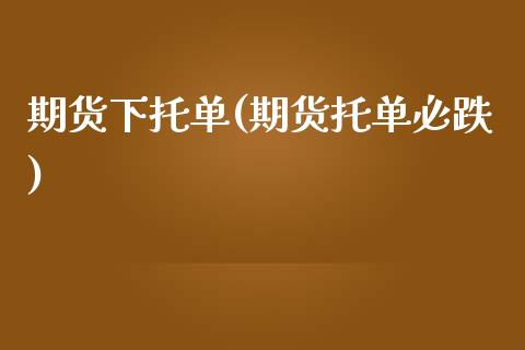 期货下托单(期货托单必跌)_https://www.zghnxxa.com_国际期货_第1张