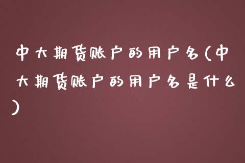 中大期货账户的用户名(中大期货账户的用户名是什么)_https://www.zghnxxa.com_期货直播室_第1张