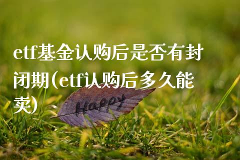etf基金认购后是否有封闭期(etf认购后多久能卖)_https://www.zghnxxa.com_期货直播室_第1张