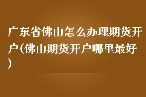 广东省佛山怎么办理期货开户(佛山期货开户哪里最好)_https://www.zghnxxa.com_期货直播室_第1张
