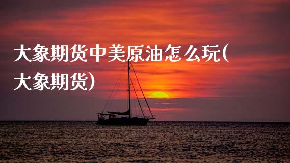 大象期货中美原油怎么玩(大象期货)_https://www.zghnxxa.com_国际期货_第1张