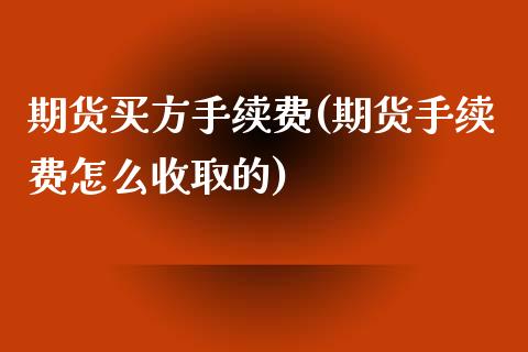 期货买方手续费(期货手续费怎么收取的)_https://www.zghnxxa.com_内盘期货_第1张