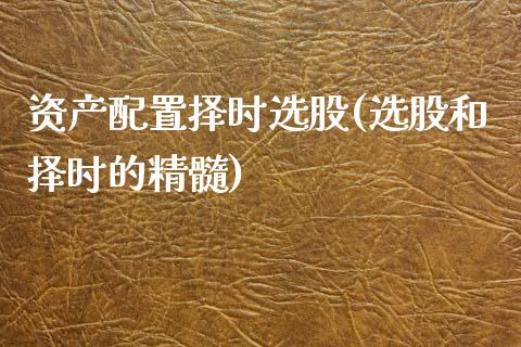 资产配置择时选股(选股和择时的精髓)_https://www.zghnxxa.com_国际期货_第1张