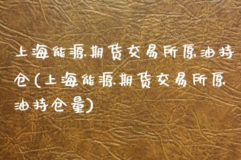 上海能源期货交易所原油持仓(上海能源期货交易所原油持仓量)_https://www.zghnxxa.com_国际期货_第1张