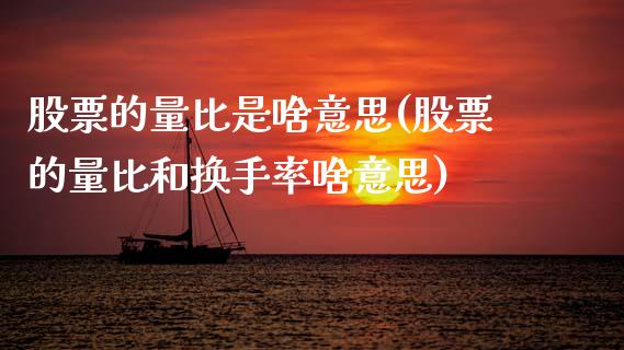 股票的量比是啥意思(股票的量比和换手率啥意思)_https://www.zghnxxa.com_国际期货_第1张
