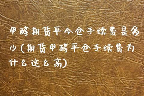 甲醇期货平今仓手续费是多少(期货甲醇平仓手续费为什么这么高)_https://www.zghnxxa.com_期货直播室_第1张