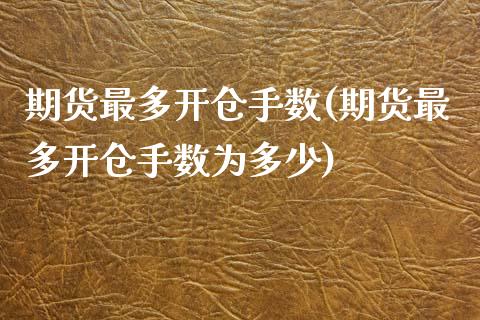 期货最多开仓手数(期货最多开仓手数为多少)_https://www.zghnxxa.com_内盘期货_第1张