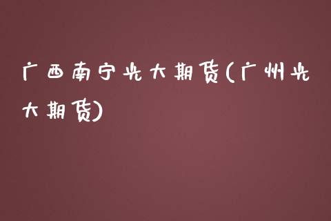 广西南宁光大期货(广州光大期货)_https://www.zghnxxa.com_国际期货_第1张