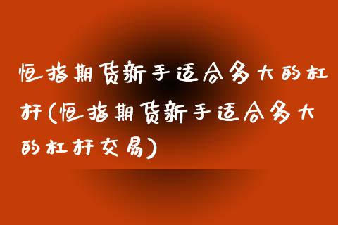 恒指期货新手适合多大的杠杆(恒指期货新手适合多大的杠杆交易)_https://www.zghnxxa.com_黄金期货_第1张