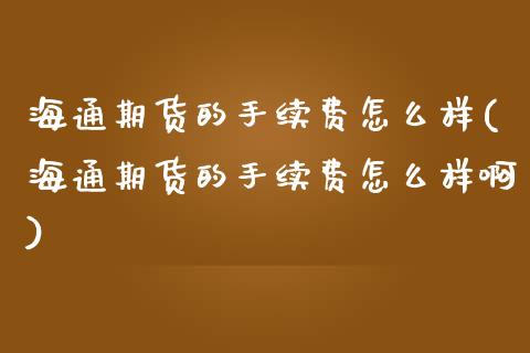 海通期货的手续费怎么样(海通期货的手续费怎么样啊)_https://www.zghnxxa.com_国际期货_第1张