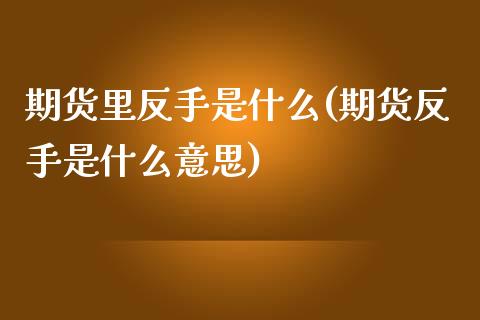 期货里反手是什么(期货反手是什么意思)_内盘期货_第1张_期货直播室 期货里反手是什么(期货反手是什么意思)_https://www.zghnxxa.com_内盘期货_第1张