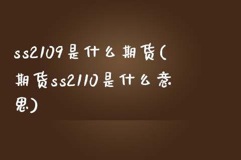 ss2109是什么期货(期货ss2110是什么意思)_https://www.zghnxxa.com_黄金期货_第1张
