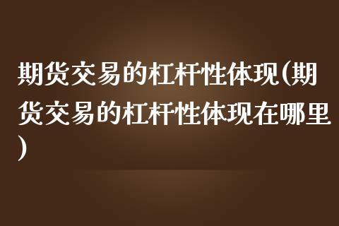 期货交易的杠杆性体现(期货交易的杠杆性体现在哪里)_https://www.zghnxxa.com_期货直播室_第1张