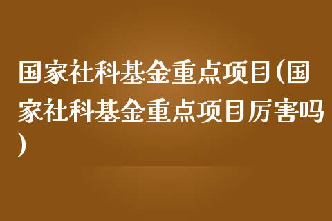 国家社科基金重点项目(国家社科基金重点项目厉害吗)_https://www.zghnxxa.com_黄金期货_第1张