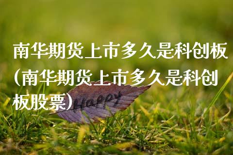 南华期货上市多久是科创板(南华期货上市多久是科创板股票)_https://www.zghnxxa.com_期货直播室_第1张