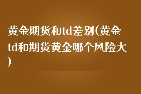 黄金期货和td差别(黄金td和期货黄金哪个风险大)_https://www.zghnxxa.com_期货直播室_第1张