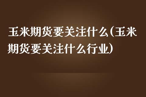 玉米期货要关注什么(玉米期货要关注什么行业)_https://www.zghnxxa.com_黄金期货_第1张