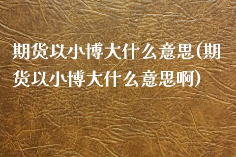 期货以小博大什么意思(期货以小博大什么意思啊)_https://www.zghnxxa.com_内盘期货_第1张