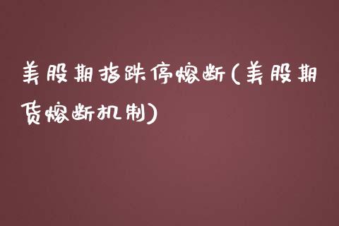 美股期指跌停熔断(美股期货熔断机制)_https://www.zghnxxa.com_期货直播室_第1张