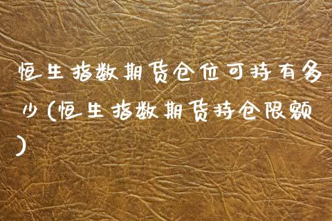 恒生指数期货仓位可持有多少(恒生指数期货持仓限额)_https://www.zghnxxa.com_期货直播室_第1张