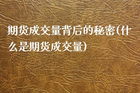期货成交量背后的秘密(什么是期货成交量)_https://www.zghnxxa.com_国际期货_第1张