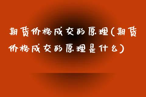 期货价格成交的原理(期货价格成交的原理是什么)_https://www.zghnxxa.com_国际期货_第1张